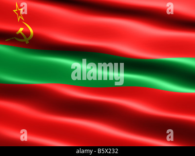 Computergenerierte Darstellung der Staatsflagge von Transnistrien mit seidig aussehen und Wellen Stockfoto