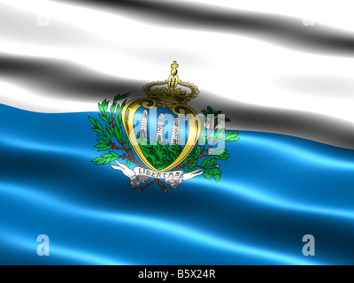 Computergenerierte Darstellung der Flagge von San Marino mit seidig aussehen und Wellen Stockfoto