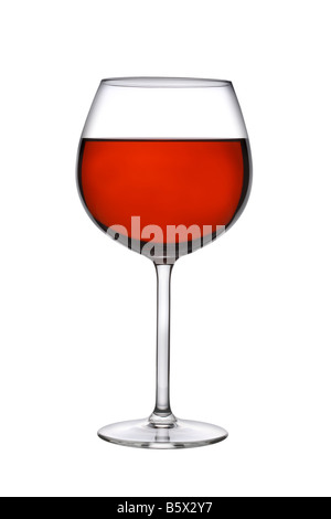 Glas Rot Wein Ausschnitt isoliert auf weißem Hintergrund Stockfoto