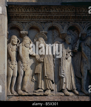 Italien: Modena: Dom: Adam & Eva vertrieben Stockfoto