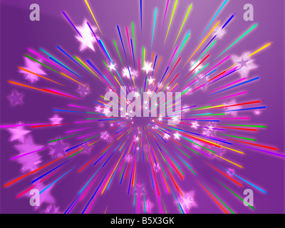 Zentralen platzen Explosion der dynamischen fliegenden Sternen abstract illustration Stockfoto