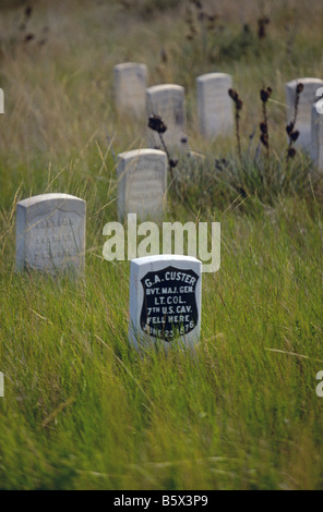 Die Gräber von General George Armstrong Custer Custer s Last Stand und den Mitgliedern der 7. Kavallerie, eastern Montana. Stockfoto