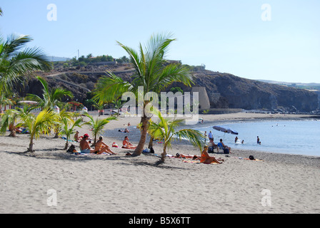 Strandblick, Playa de San Juan, Teneriffa, Kanarische Inseln, Spanien Stockfoto