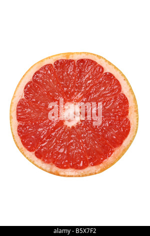 Scheibe von Grapefruit Ausschnitt isoliert auf weißem Hintergrund Stockfoto