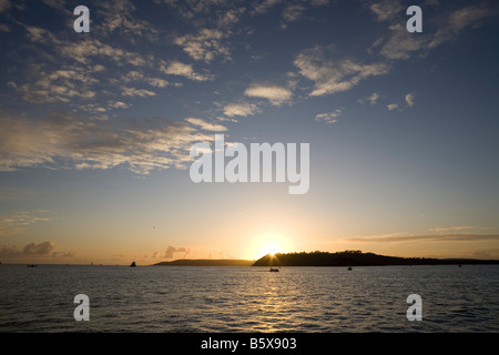 Sonnenuntergang Plymouth Devon Südwest Meer im Hintergrund Stockfoto