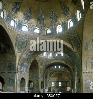 Italien Venedig, die Basilika von San Marco, Innenraum, mit byzantinischen Mosaiken Stockfoto