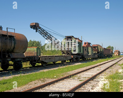 Bahnhof mit Waggon eine alte russische Eisenbahn Zug Haapsalu Estland Baltikum Stockfoto