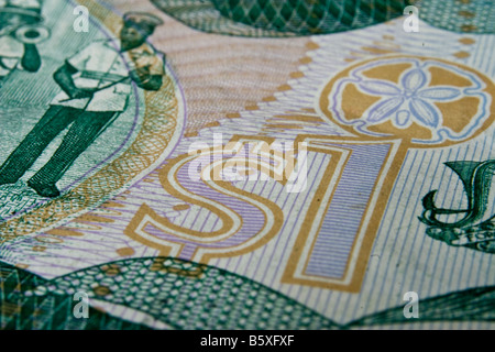 Detail einer ein-Dollar-Banknote der Zentralbank der Bahamas Stockfoto