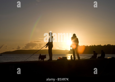 Fischer Sonnenuntergang Plymouth Devon südwestlich Stockfoto