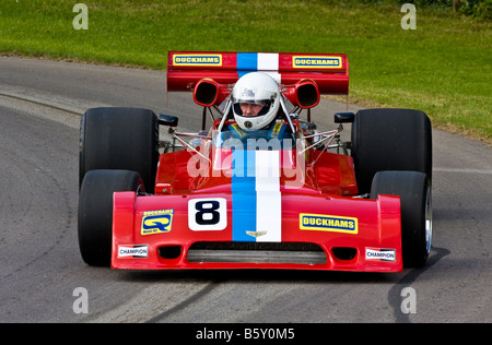 1974-Chevron-Chevrolet B28 Formel 5000-Rennfahrer beim Goodwood Festival of Speed, Sussex, UK. Stockfoto