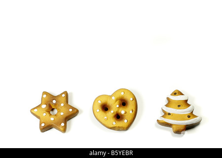 Lebkuchen-Dekoration isoliert auf weiß Stockfoto