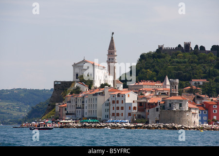 Piran Altstadt, Blick vom Meer, Slowenien. Stockfoto