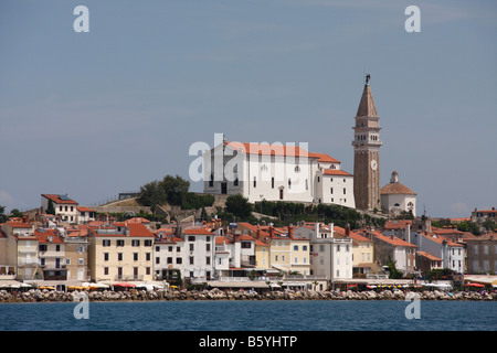 Piran Altstadt, Blick vom Meer, Slowenien. Stockfoto