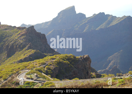 Bergstraße, Dorf Masca, Teneriffa, Kanarische Inseln, Spanien Stockfoto