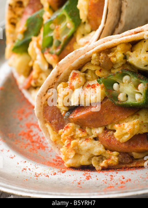 Goa-Style-Eiern in einer Chapatti gewickelt Stockfoto