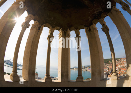 Bell Tower Panorama Panorama Split Hafen Hafen Kroatien Dalmatien Stockfoto