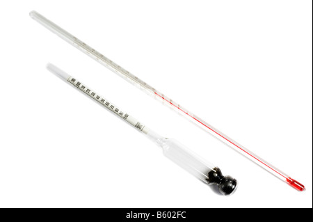 Hydrometer und Thermometer im Hause brauen verwendet Stockfoto