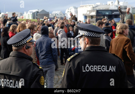 Von der Demonstration in Reykjavik am 10. Oktober Stockfoto