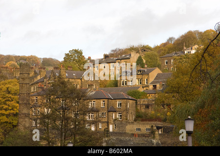 Alten Terraced Houses Hebden Bridge nicht weit von Halifax, Calderdale, West Yorkshire, Großbritannien Stockfoto