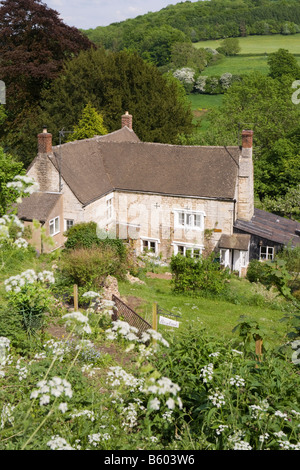 Rosebank Cottage der Kindheit Zuhause von Laurie Lee Autor "Apfelwein mit Rosie", in der Cotswold-Dorf Slad, Gloucestershire Stockfoto