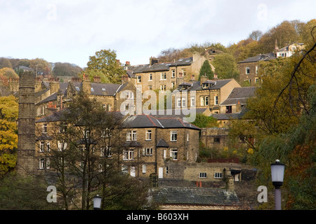 Alten Terraced Houses Hebden Bridge nicht weit von Halifax, Calderdale, West Yorkshire, Großbritannien Stockfoto