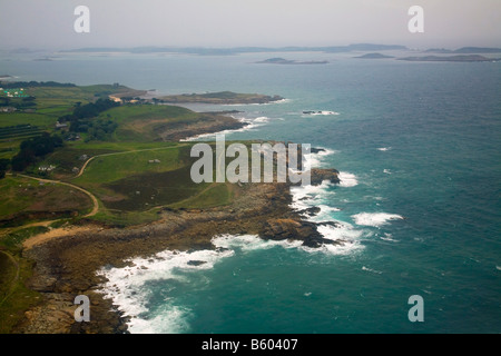 St Marys Isles of Scilly aus dem Hubschrauber anzeigen Stockfoto