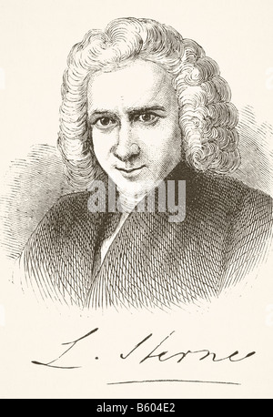 Laurence Sterne 1713-1768.  Englischer Schriftsteller.  Portrait und Signatur Stockfoto