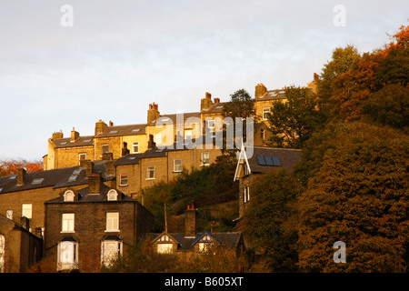 Alten Terraced Houses Hebden Bridge nicht weit von Halifax, Calderdale, West Yorkshire, Großbritannien Stockfoto