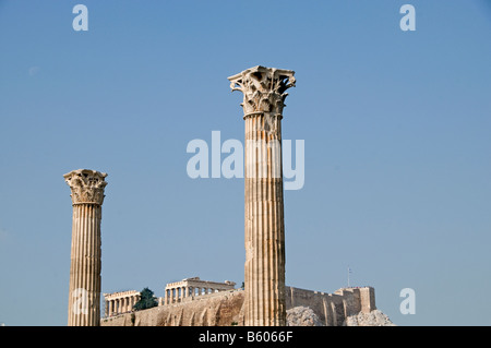 Tempel des Olympischen Zeus Athen Griechenland Griechisch Stockfoto