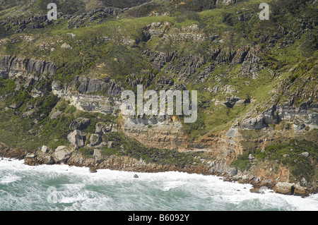 Die Küste südlich von Cape Farewell in der Nähe von Whanganui Inlet NW Nelson Region Südinsel Neuseeland Antenne Stockfoto