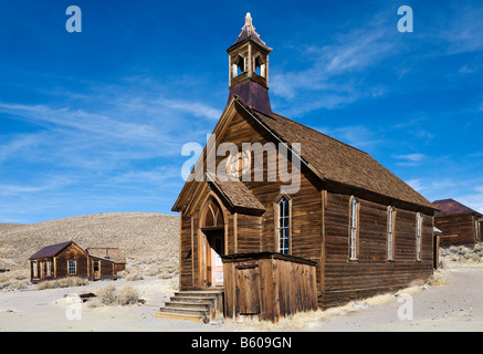 Evangelisch-methodistische Kirche, Green Street 19 Goldbergbau Geisterstadt Bodie in der Nähe von Bridgeport, Sierra Nevada Mountains, Kalifornien Stockfoto