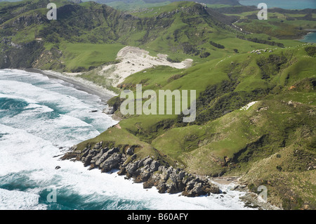 Die Küste südlich von Cape Farewell in der Nähe von Whanganui Inlet NW Nelson Region Südinsel Neuseeland Antenne Stockfoto