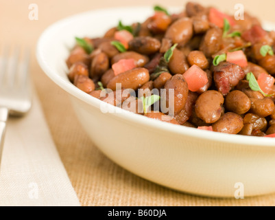 Borlotti Bohnen in Rotwein geschmort Stockfoto