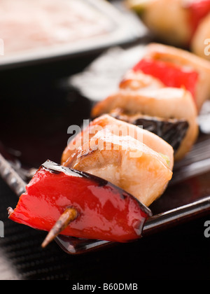 Yakitori Spieß mit Sukiyaki Sauce Stockfoto