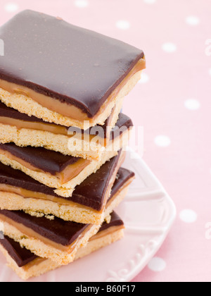 Schokolade Caramel Shortbread Stockfoto