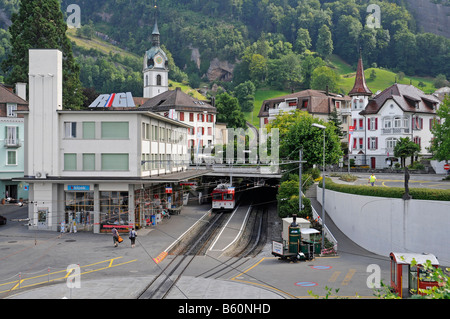 Basisstation, Zahnradbahn, die Rigi, Vitznau, Kanton Luzern, Schweiz, Europa Stockfoto