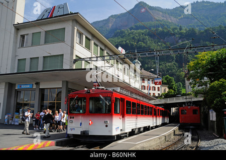 Basisstation, Zahnradbahn, die Rigi, Vitznau, Kanton Luzern, Schweiz, Europa Stockfoto