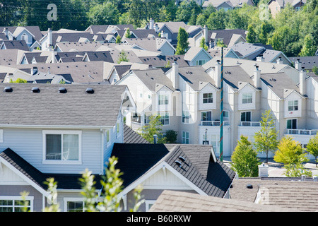 Vogelperspektive Blick auf eine Wohnsiedlung in Issaquah WA USA Stockfoto