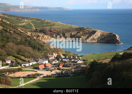 Blick über Lulworth Cove auf Dorset Jurassic Coast Stockfoto