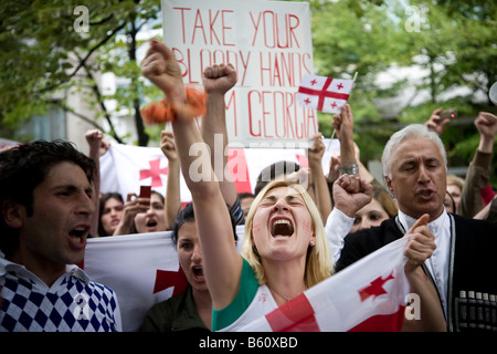 Vor allem Georgier protestieren gegen russische Truppen in Georgien, Berlin Stockfoto