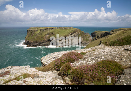 Tintagel Kopf und Schloss cornwall Stockfoto