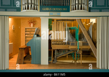 Ein privat restaurierten Orgel, Orgelhof Goldelund, Nordfriesland, Schleswig-Holstein Stockfoto