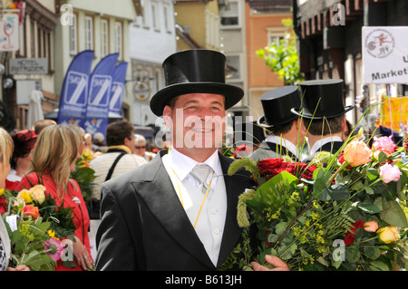 Mann trägt einen Hut, Gmuender Stadtfest, Schwaebisch Gmuend, Baden-Württemberg Stockfoto