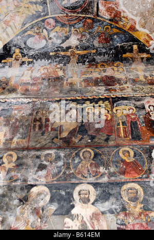 Mittelalterliche Fresken an der Decke der Kirche St. Marien, Kisha e Shen Marise, Voskopoje, Albanien, Balkan Bereich, Europa Stockfoto
