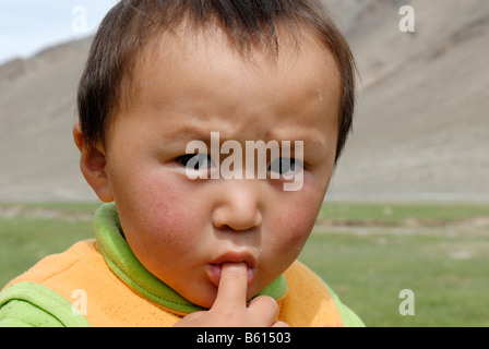 Kasachisch, mongolische Kind, Altai, Kasachstan, Mongolei, Asien Stockfoto