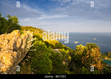 Montokuc Aussichtspunkt in den Nationalpark Mljet, Insel Mljet, Dubrovnik-Neretva, Dalmatien, Kroatien, Europa Stockfoto