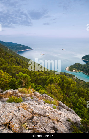 Montokuc Aussichtspunkt in den Nationalpark Mljet, Insel Mljet, Dubrovnik-Neretva, Dalmatien, Kroatien, Europa Stockfoto