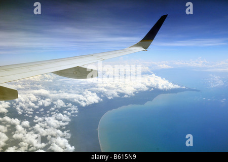 Blick aus einem Flugzeug der Karibikküste, Nicaragua, Mittelamerika Stockfoto