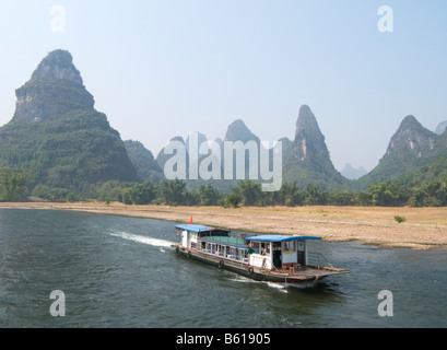 Li-Fluss Kreuzfahrt, Guilin und Yangshuo Guangxi China Stockfoto
