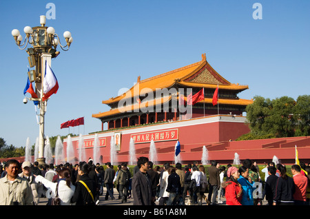 Tor des himmlischen Friedens, dem Tiananmen-Platz, Peking, China Stockfoto